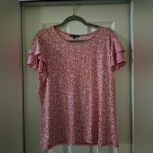 Kim Rogers Red and White Floral Blouse